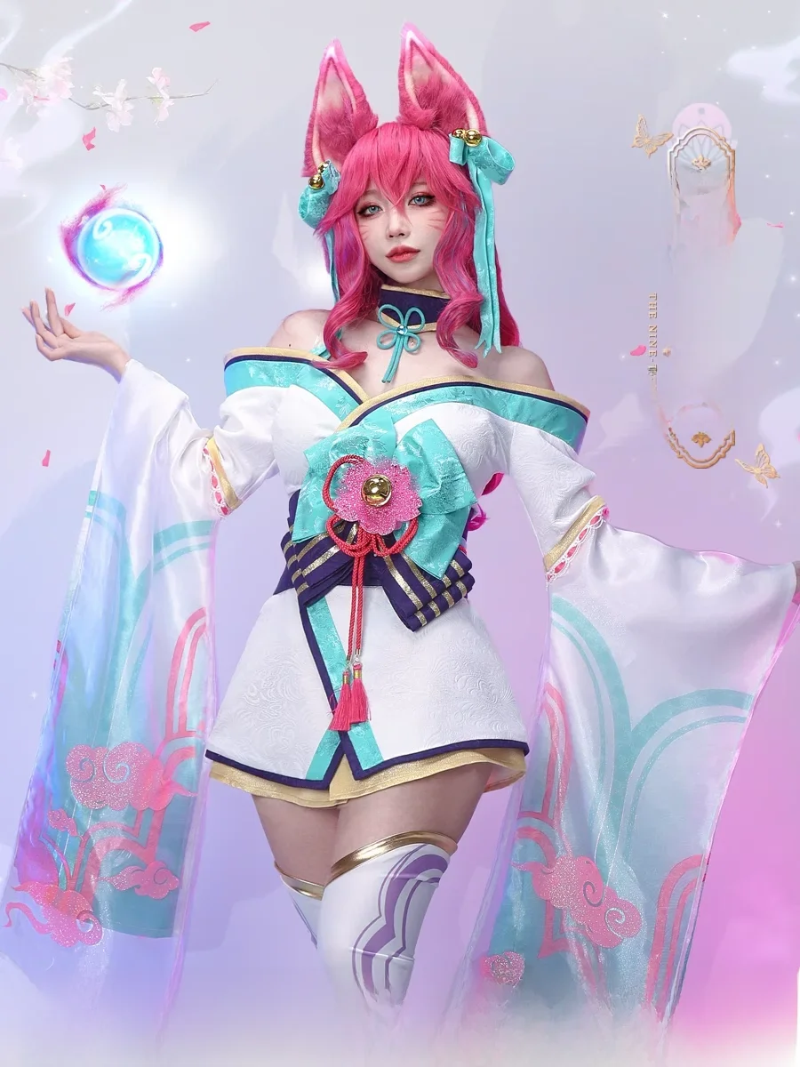 Auf Lager Irelia H Ahri LOL Ahri Spirit Blossom Cosplay Kostüm Halloween Partykleid für Frauen