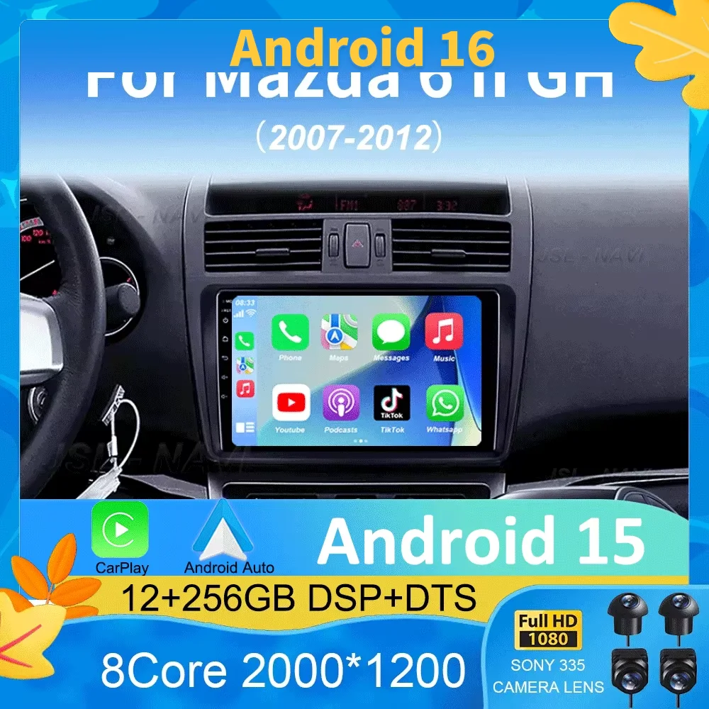 

Android 16 Car radio for Mazda 6 GH 2007 2008 2009 2010 2011 2012 Wireless CarPlay Auto Radio Multimedia GPS 4G WIFI