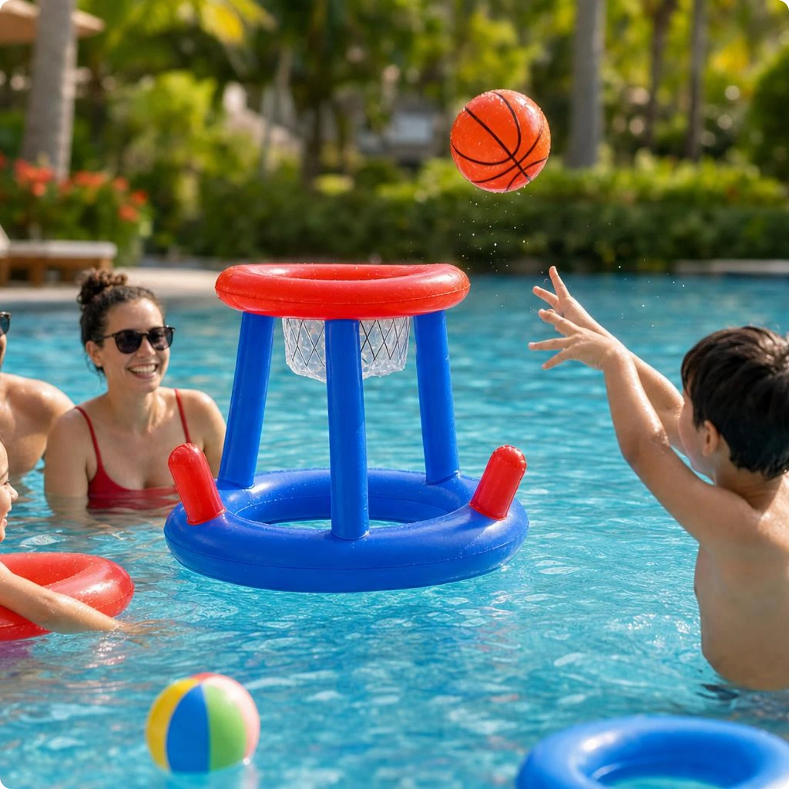 Schwimmender Basketballkorb für den Pool – Eltern-Kind-Spielzeug, Kinder-Poolkorb, Schwimmspielzeug, einfache Montage, kostenlose Einrichtung