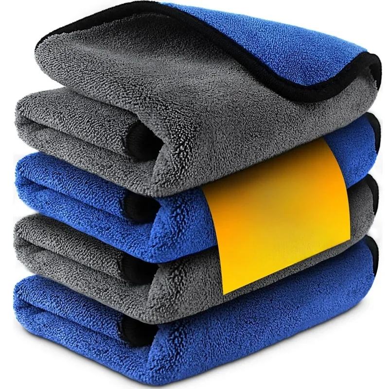 1-4szt Ręcznik z mikrofibry do mycia samochodu Miękkie, szybkoschnące lusterka do szyb Szmaty do wycierania Domowe dwuwarstwowe ściereczki do czyszczenia 500GSM — zdjęcie 2