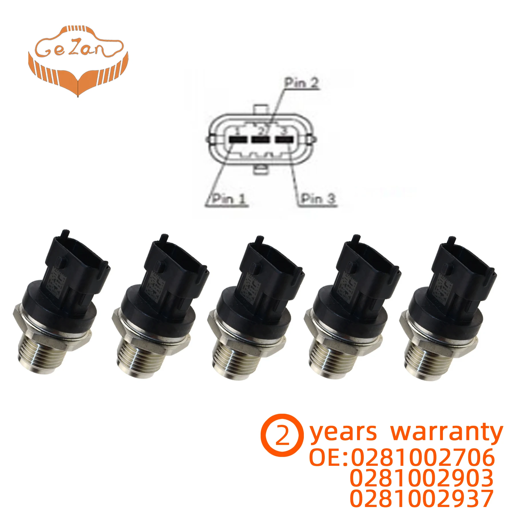 5 Pieces 1800Bar Fuel Rail Pressure Sensor 0281002937 0281002706 0281002903 For CUMMINS VOLVO IVECO MAN FIAT JACK RENAULT