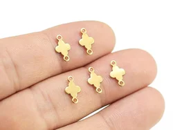 100pcs Link Chain Connector, Brass Cross Charm, Bracelet Making, Clover Leaf, 10.5x6mm, Earring Findings, Jewelry Supply -R1907