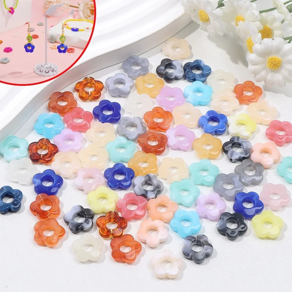 Perles décoratives multicolores en acrylique à cinq pétales de fleurs, pour bricolage de bracelets, fabrication de bijoux, accessoires de décoration de fête, 10/20/40 pièces