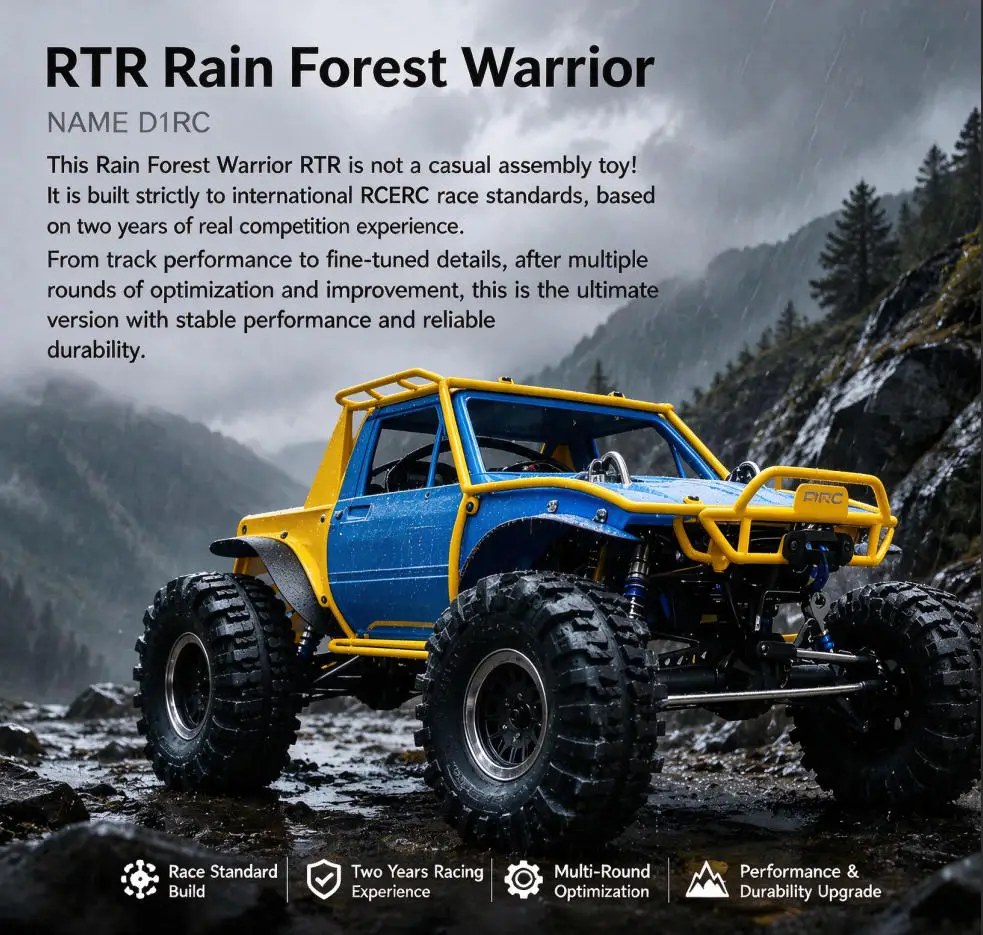 D1RC New 1/10 RC Rock Crawler Rainforest Buggy Aluminum Alloy Body Shell RC Off-road Climbing Car Remote Control Model Vehicle