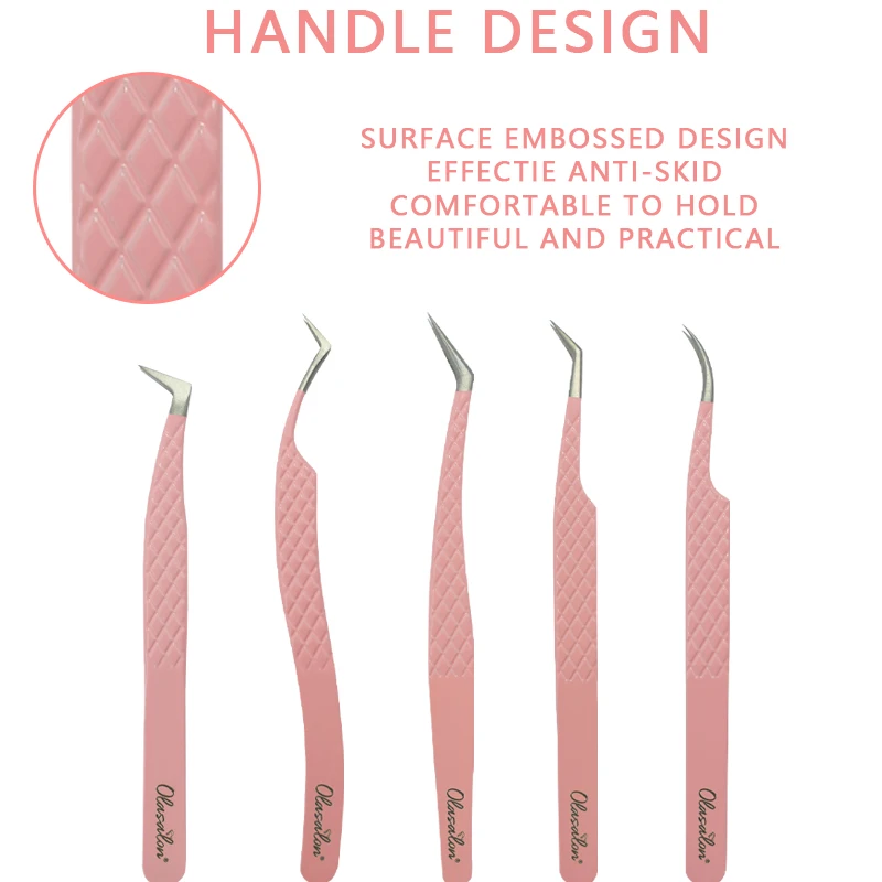 ステンレス鋼ストレートカーブピンセットピンクつけまつげエクステンションメイクアップツール、3Dまつげ精密クリップ