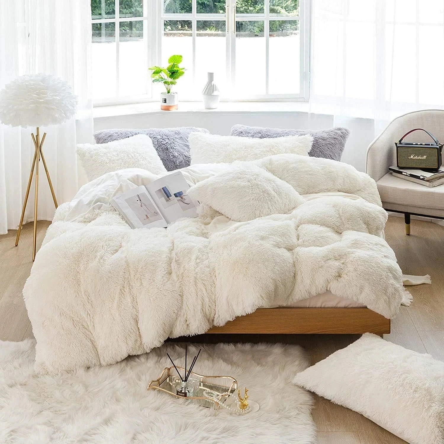 Beddengoedset, zachte beddengoed, 135x200 cm, 200x200 cm, extra zacht, met imitatiebontlook.