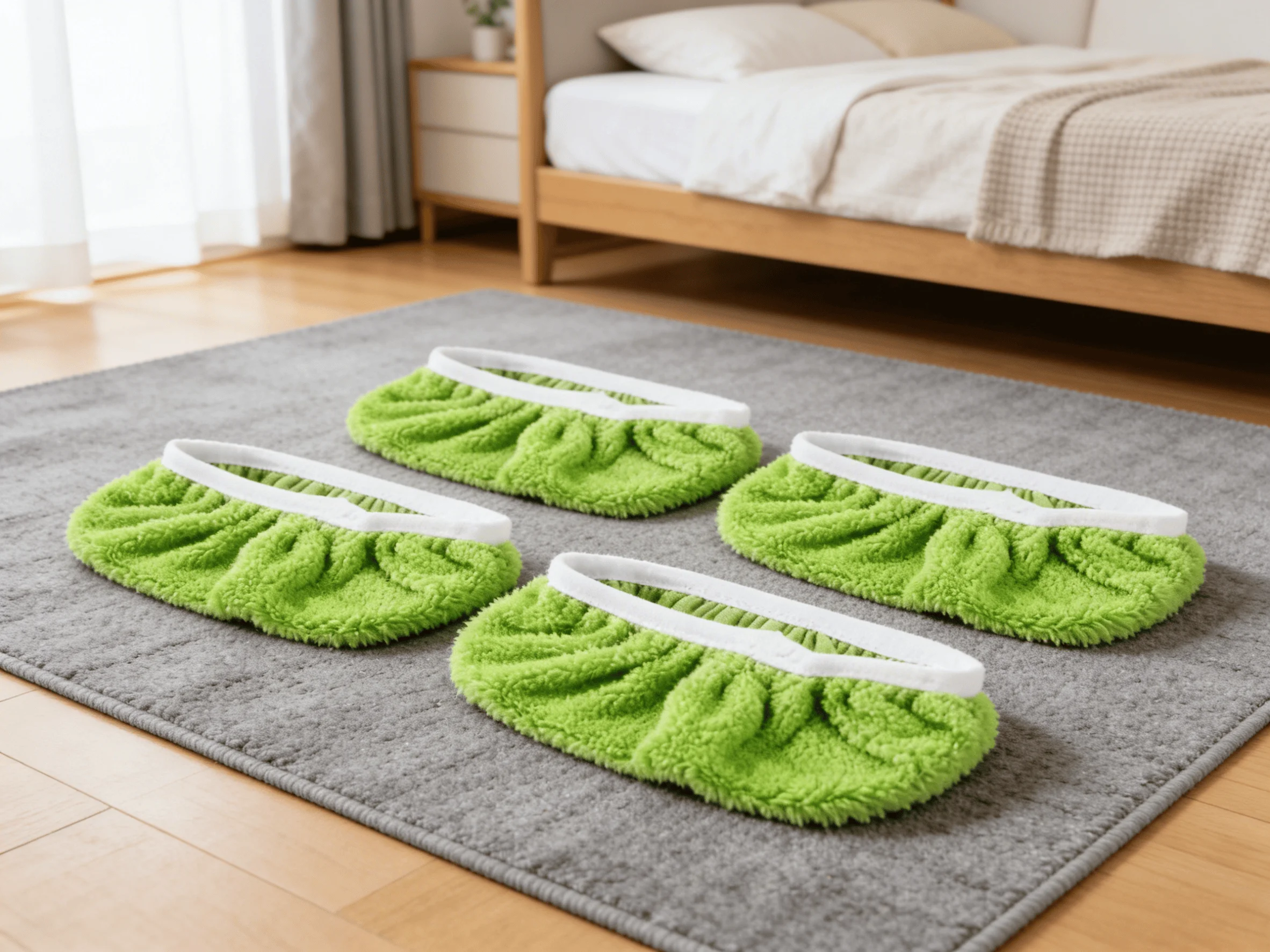 

4 шт. зеленые подушечки для швабры из микрофибры, многоразовые, легко чистящиеся стержни для удаления пятен на полу