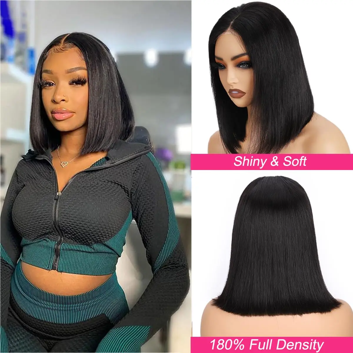 Human Hair Bob Wigs 13X4 Lace Front Wig Short Bone Straight lace Frontal Bob Wig Transparent Lace Wig Black For Women 180% Hair