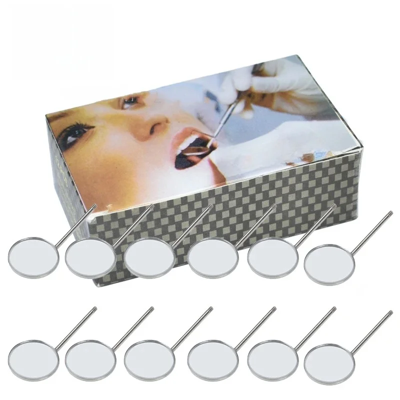 12 sztuk/pudło Dental usta lusterko głowica stożek ze stali nierdzewnej gniazdo wewnątrzustne lusterko ustne do akcesoriów wewnątrz ust # 4 # 5 — zdjęcie 2