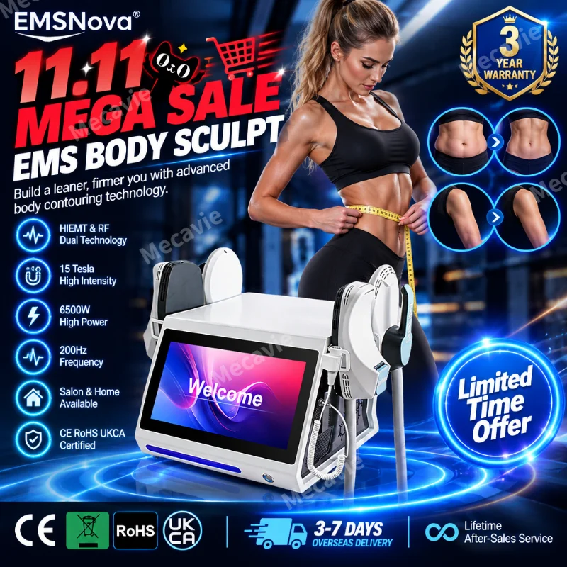 New Neo  EMSNova HIEMT EMS Body Sculpting Machine, 7000W Muscle Stimulation Equipment for Body Contouring Skin Toning Salon Care
