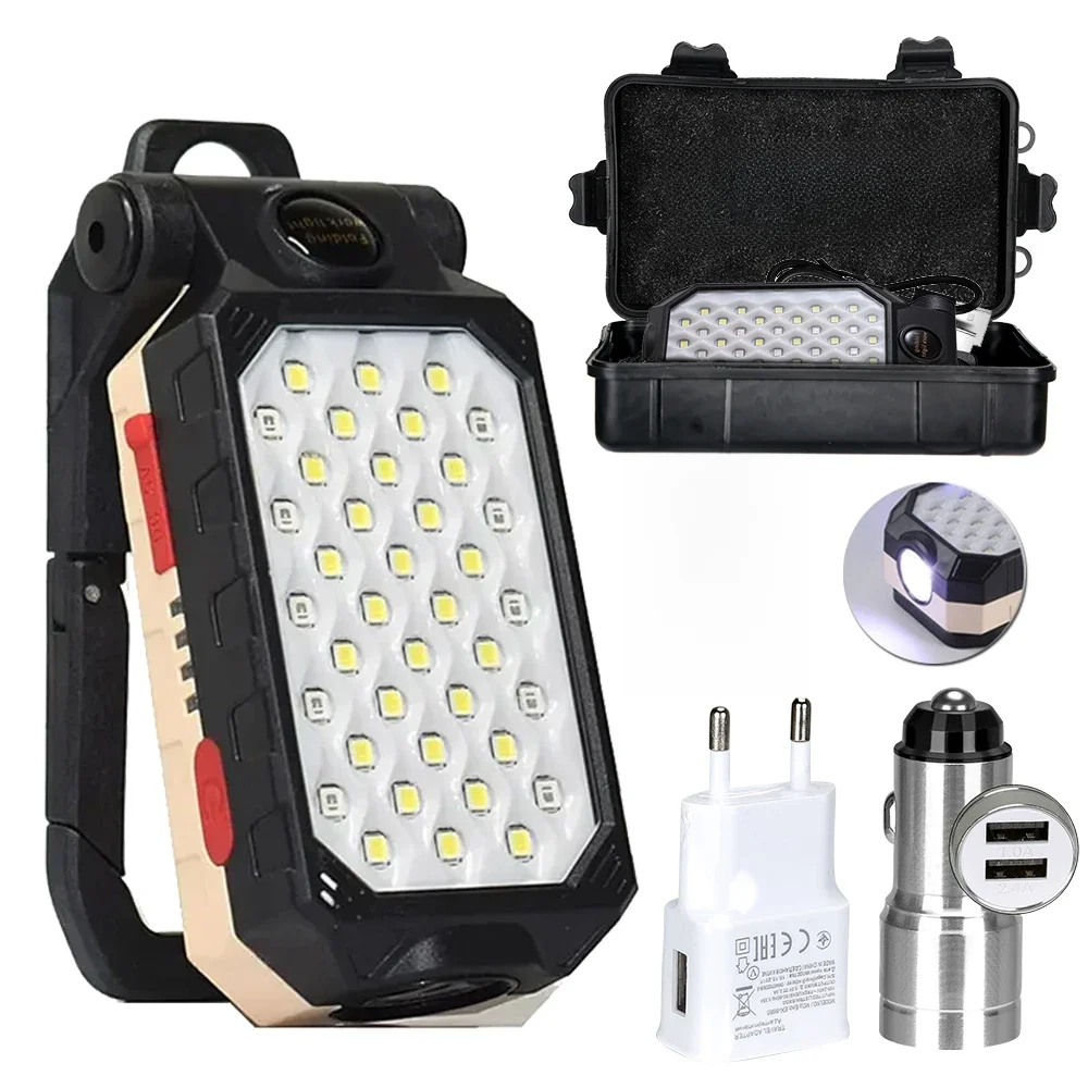 Lampe de travail LED aste COB, lampe de poche portable, lanterne de camping étanche magnétique, conception magnétique avec affichage de puissance