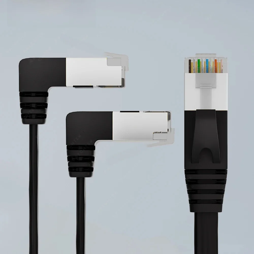 COMNEN Cat7 Płaski kątowy kabel Ethernet RJ45 SSTP 90 stopni w górę w dół Patch Cord 1/3/5 stóp Sieć Lan dla routera Modem PC PS4 — zdjęcie produktu 7