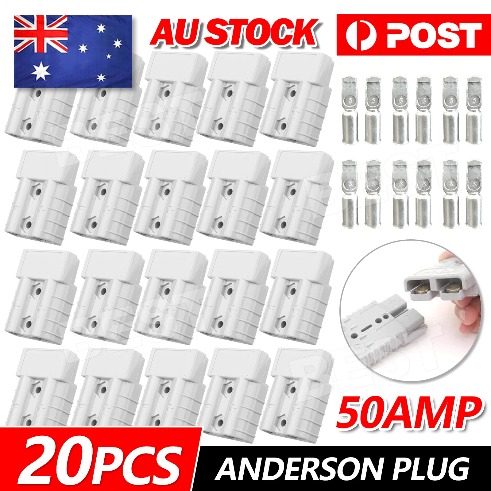 20X Anderson Style 50 AMP Steckverbinder für 6AWG 12-24V DC Elektrowerkzeuge AU