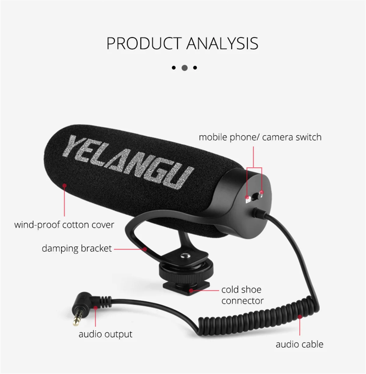 Micrófono profesional de calidad de sonido claro, Conector de zapata fría estándar, orificio roscado 1/4, salida macho de 3,5mm