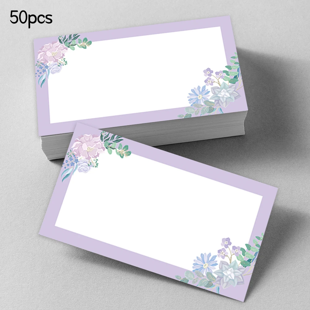 

50pcs, Purple Flower Blank Message Cards, Pocket Cards, Business Cards, Blank Greeting Cards, Small Business Supplies, Gift Tags