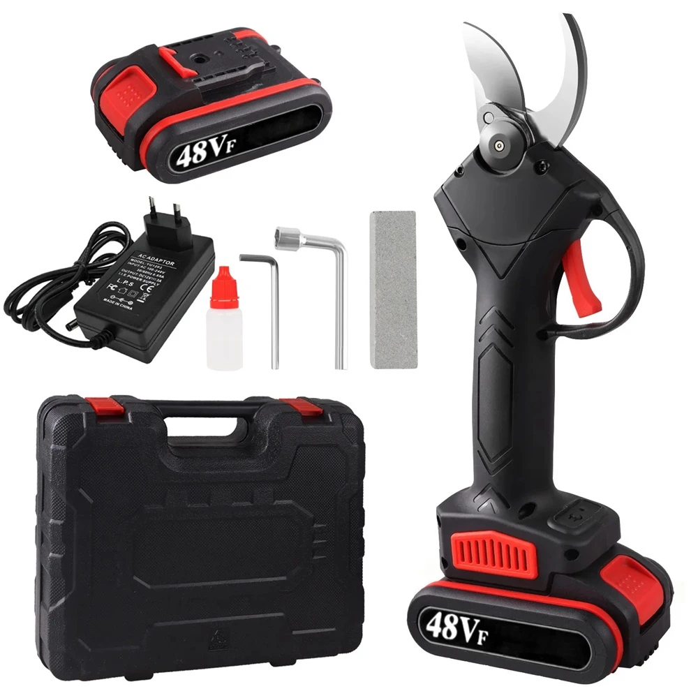 Forbici da Potatura Elettriche con Doppia Batteria da 48V Cesoie Trincia Rami Portatile