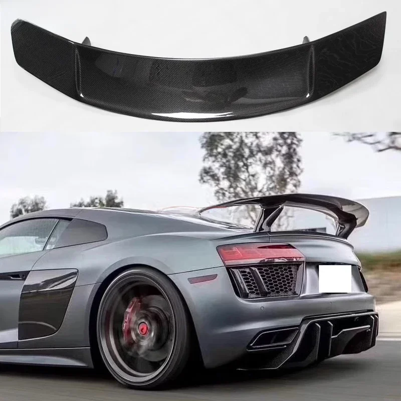 Echte Koolstofvezel Auto Achtervleugel Kofferbak Lip Spoilers Voor Audi R8 V10 Coupe 2016 2017 2018 2019 - afbeelding 2