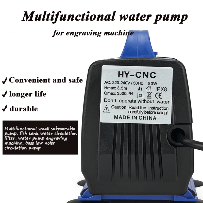 80W3.5M Water Pump 220V Pump Engraving Machine Multifunctional Submersible Pump for CNC Spindle Motor Cooling Tool.