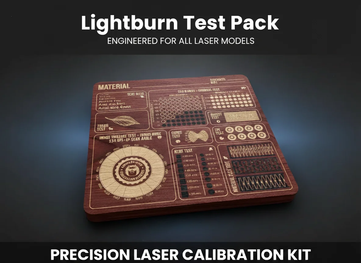 Laser Calibration Files for Lightburn – CO2 & Diode Test Kit for Engraving & Cutting, All Power Levels, Digital Download