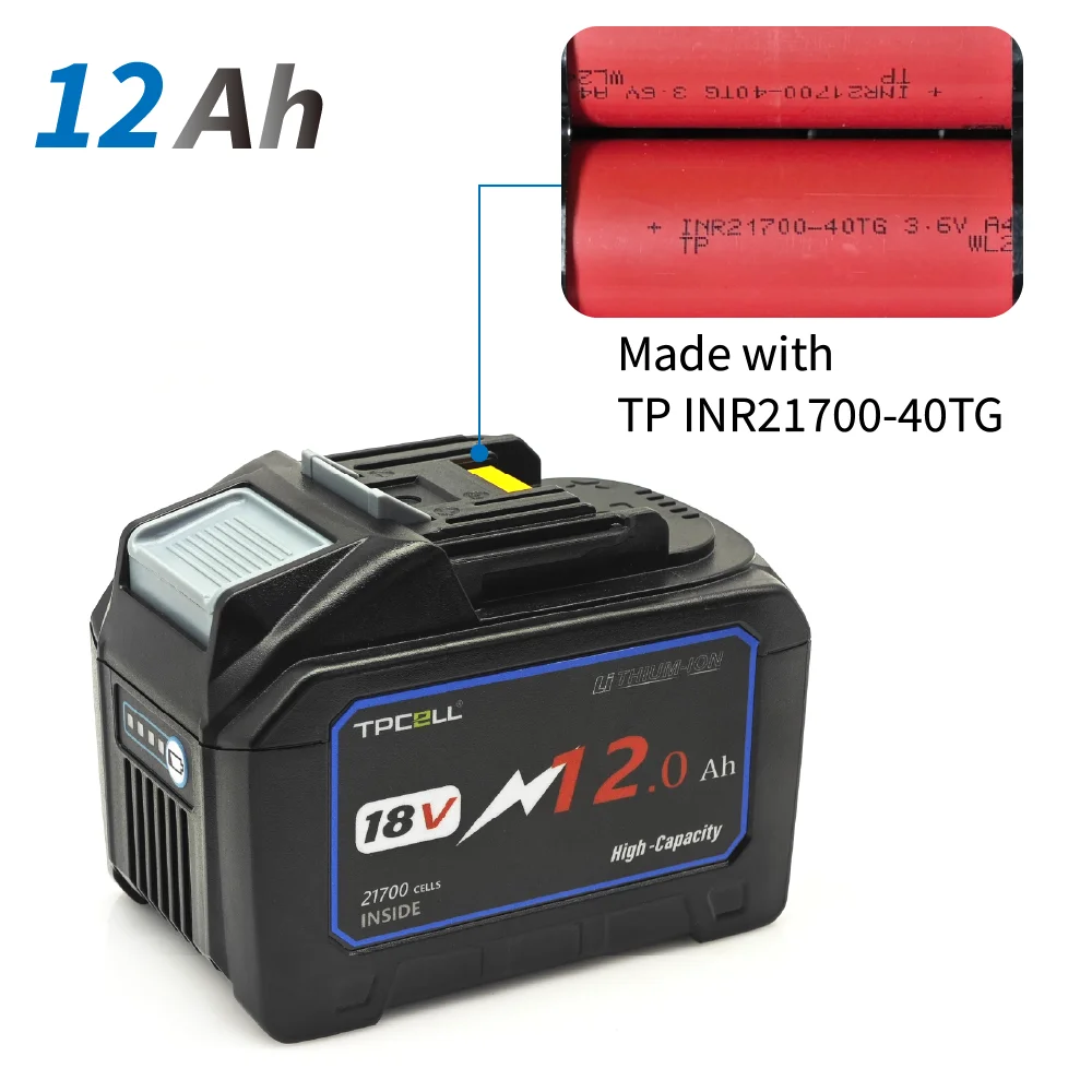 TPCELL 12Ah/15Ah For Makita 18V 21700 Battery Replacement For