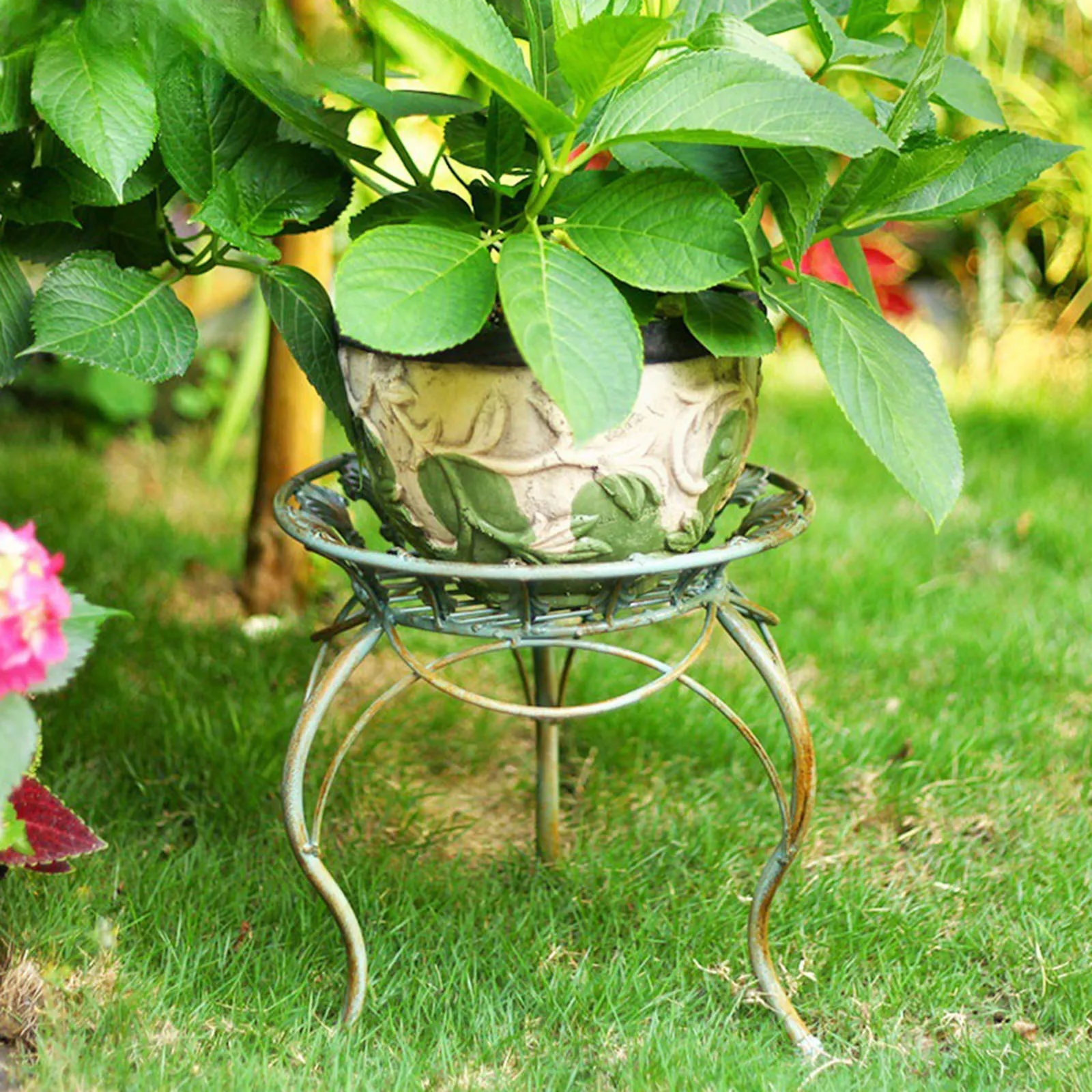 2 Tier Plant Stand Planter Storage Shelf Decor Floor Flower Pot Holder Fashion European Style for Home Entryway Garden Bedroom image 5