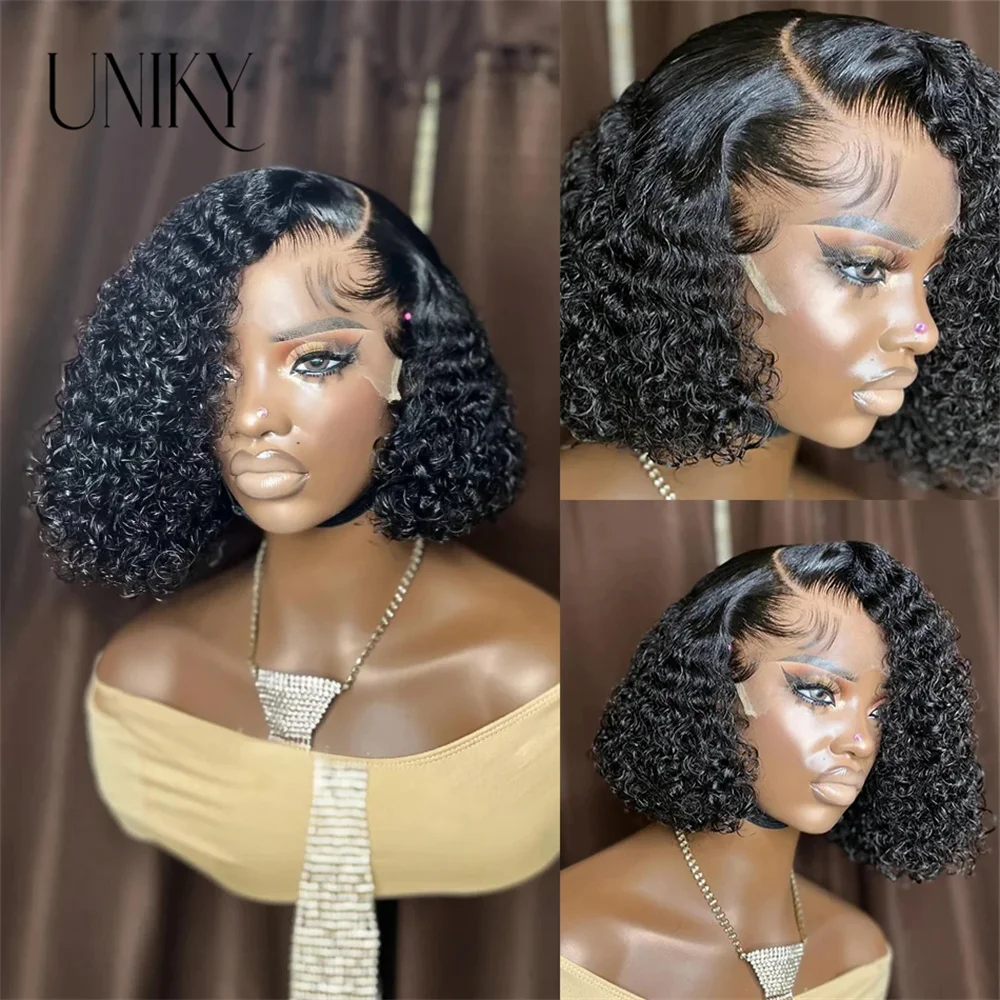 Kinky Curly Bob Wig 13X4 Lace Frontal Short Curly Bob Wigs 100% Human Hair Wigs For Women Ready To Wear Glueless bob Wig Uniky