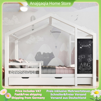 Anajqaqia Loft Bed 90 x 200 cm - Solid Wood Bed - Children's Bed ,with Blackboard, with Drawers and Guardrails, White