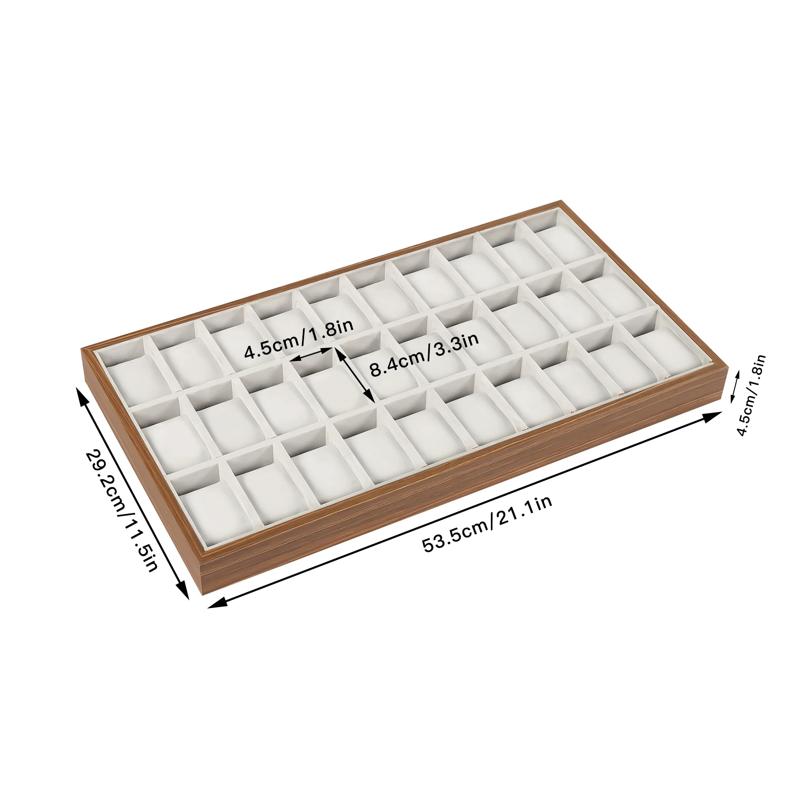 30-слотовый деревянный ящик для часов-органайзер со съемными фланелевыми подушками для ювелирных изделий и браслетов, стеклянная верхняя витрина для хранения
