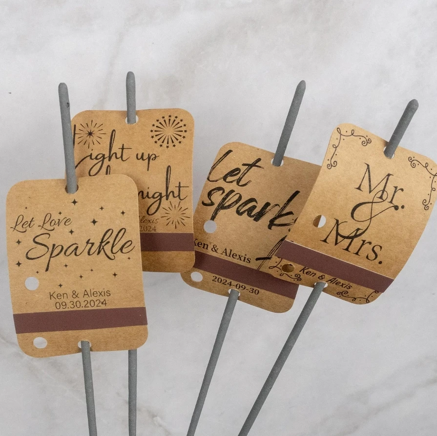 

50pcs Let Love Sparkle - Wedding Sparklers Tags, Kraft & White, Wedding Send off, Wedding Favors