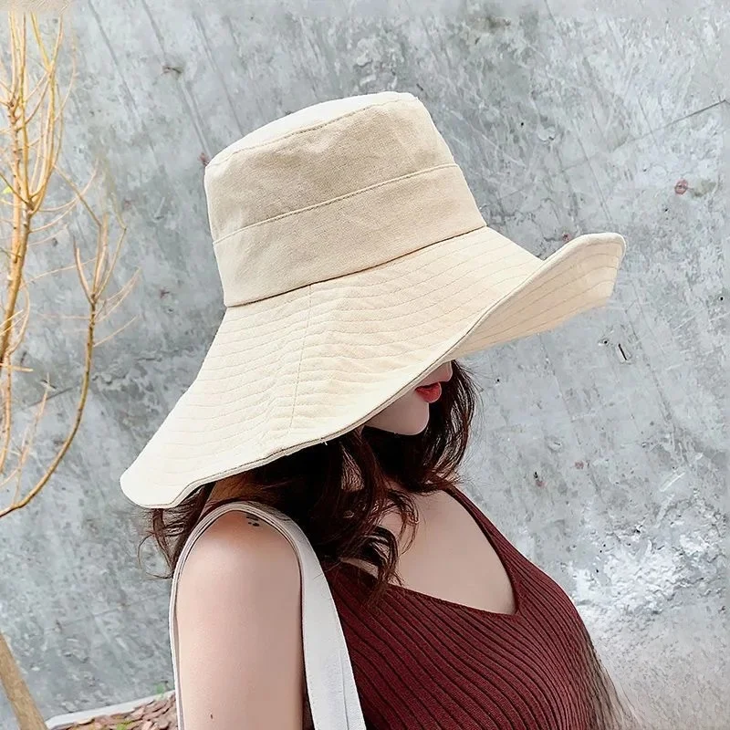 Chapeau de soleil japonais pour femme, printemps et été, protection solaire, pliable, grand bord, chapeau de pêcheur, couvre le visage, grande taille, pour cheveux longs
