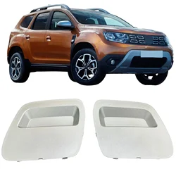 Front Bumper Tow Bar Eye Cover for Dacia Duster 2018-2022 Left & Right 2 Pcs Gray Black, Replacement Parts 620721430R 620724861R