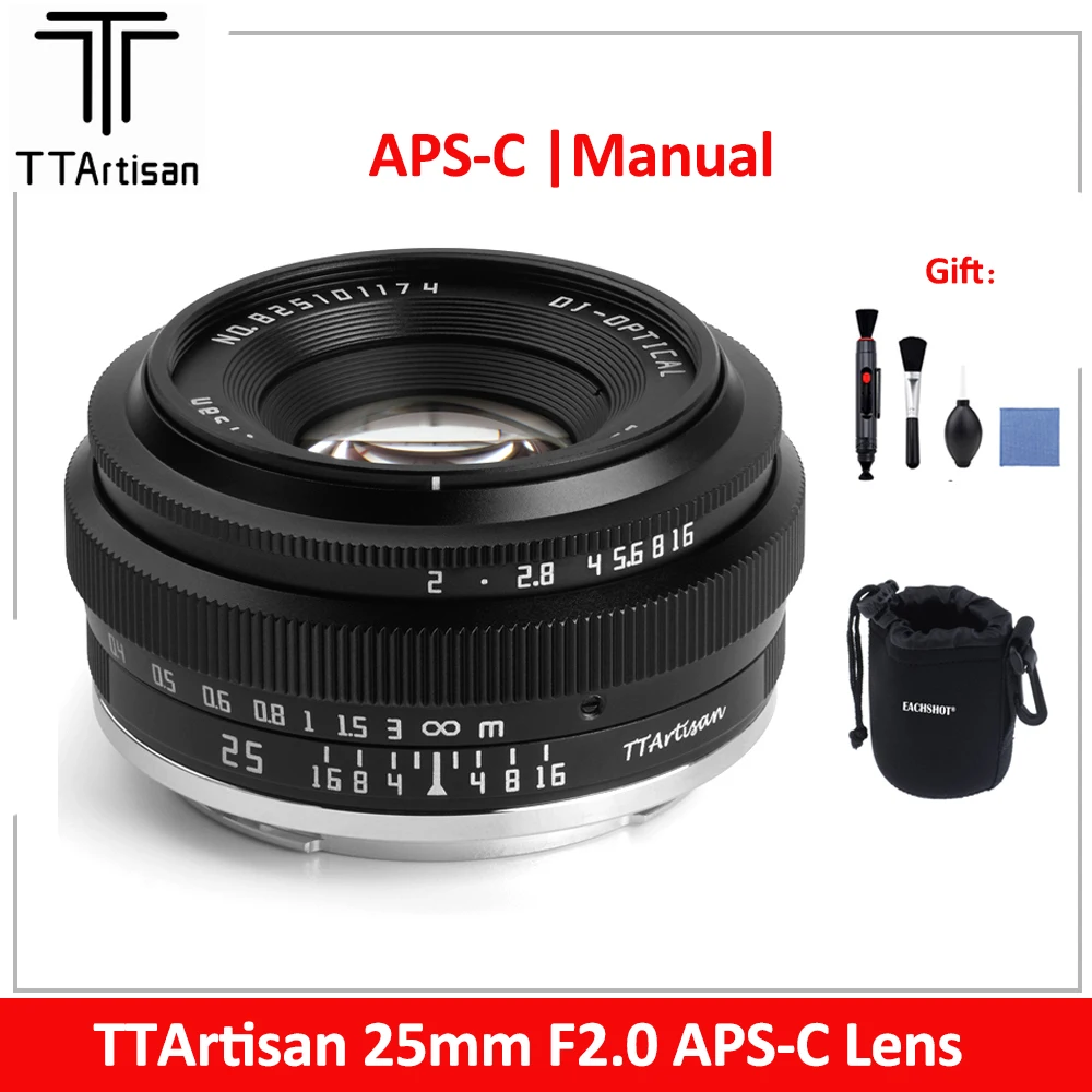 

TTArtisan APS-C 25mm F2 Manual Portrait Lens for Canon EF-M Canon RF Nikon Z Sony E Fujifilm XF Panasonic Olympus M43 L-Mount