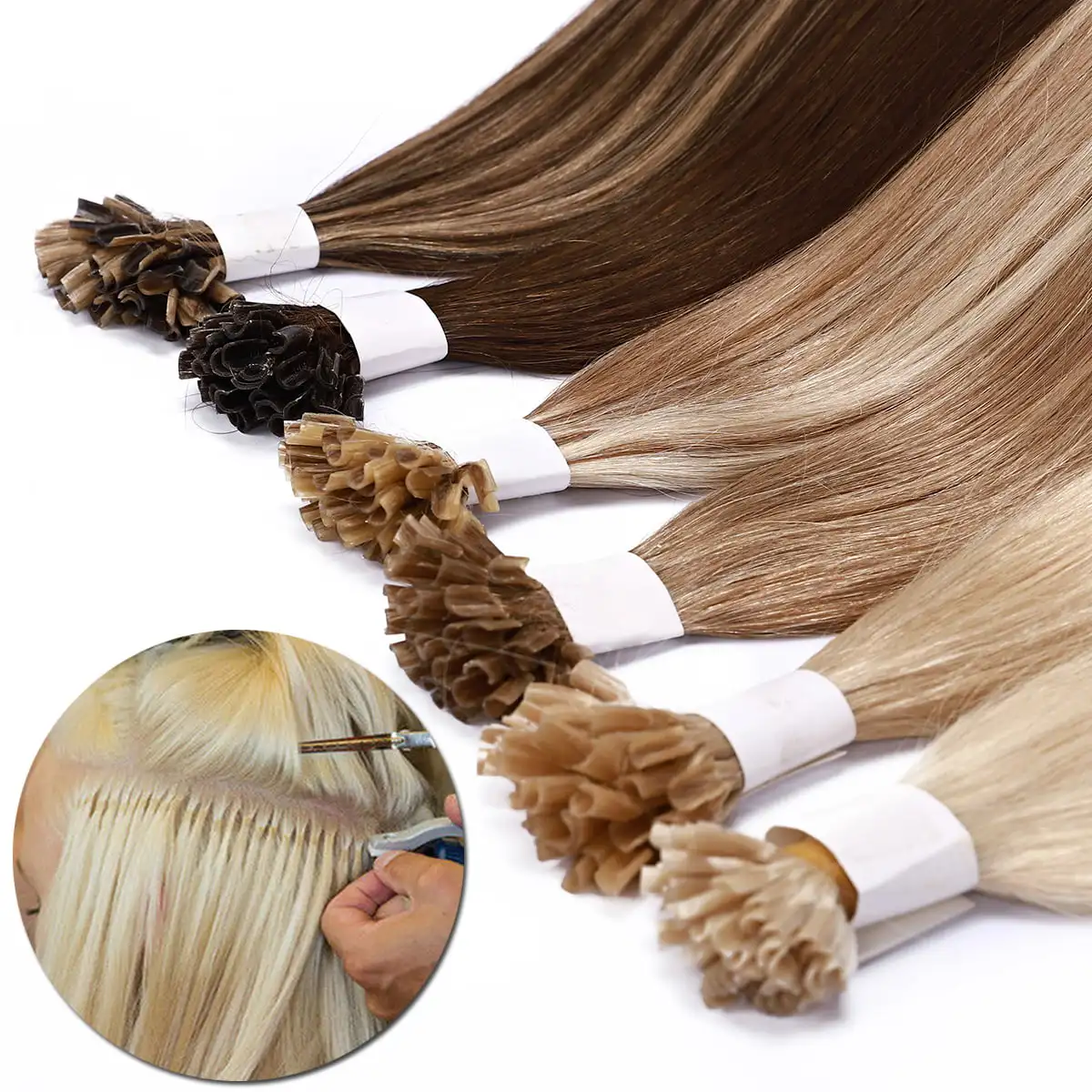 Hair Extension Real Human Hair 18 Inch Bonded Human Hair Extensions Balayage Color U Tip Fusion Hair Extensions 50g/50strands