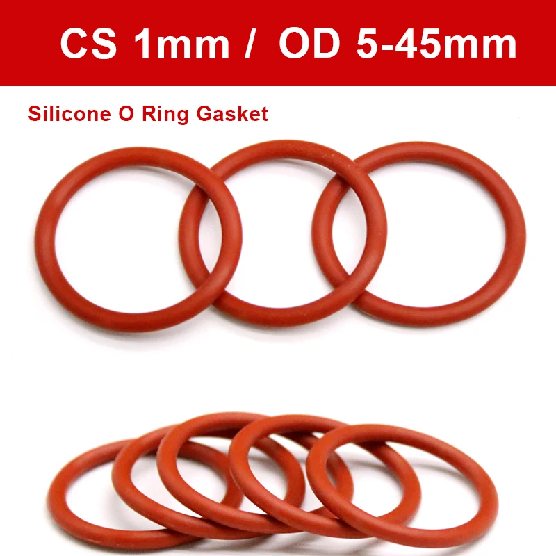 

10/20/50Pcs Red Silicone O Rings Gasket CS 1mm OD 5-45mm VMQ Silicone Food Grade Seal Washer Waterproof Insulation Rubber Spacer