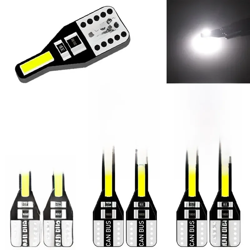 10 PCS T10 W5W LED Canbus Żarówka 194 168 7020 Cob 2SMD Samochodowe oświetlenie wnętrza Lampka do czytania Żarówka klinowa Biała bez błędów — 2