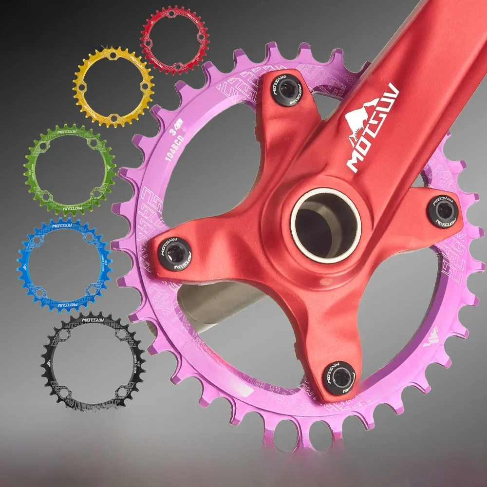 AliExpress MOTSUV Bicycle 104BCD Crank Narrow Wide Chainring Aluminum Alloy MTB Bike Round 32T 34T 36T 38T Cycling Tooth Chainwheel Parts