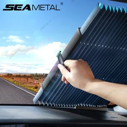 SEAMETAL Retractable Windshield Sun Shade UV-Reflective Car Sun Protection Cover Windscreen Privacy Curtains Anti-Glare Sunshade