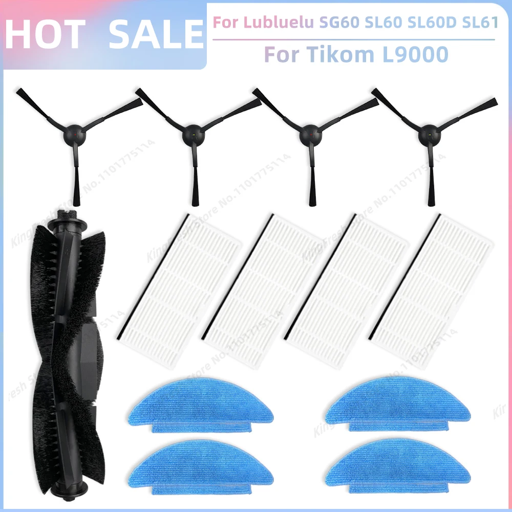Passend für Lubluelu SL60 Plus/SL60D/SL61/SG60/SL60, lubluelu L20 Max, Tikom L8000/L9000/L8000 Plus/L9000 Plus, Agaro Alpha, Laresar L6 Nex Teile: Hauptwalze, Seitenbürste, HEPA-Filter, Wischmopp-Tuch