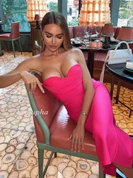 Women's sexy bustier backless nightclub party birthday nightclub rose red bandage dresses