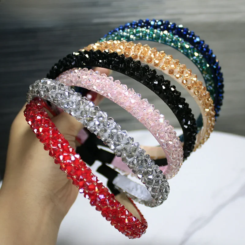 Lystrmec-Bandeau de Luxe en Strass Solide pour Femme, Accessoire de Cheveux avec Perles, Lunette Brillante, pour Mariage, pour Fille