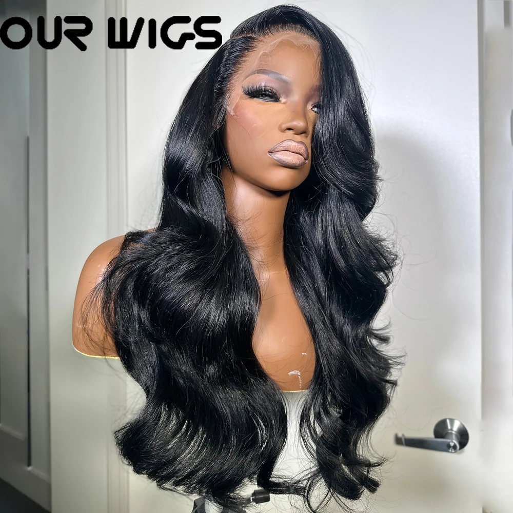 

13x4 HD Transparent Lace Front Wigs Body Wave Synthetic Wigs For \Women 180% Density Pre Plucked with Baby Hair Natural Black