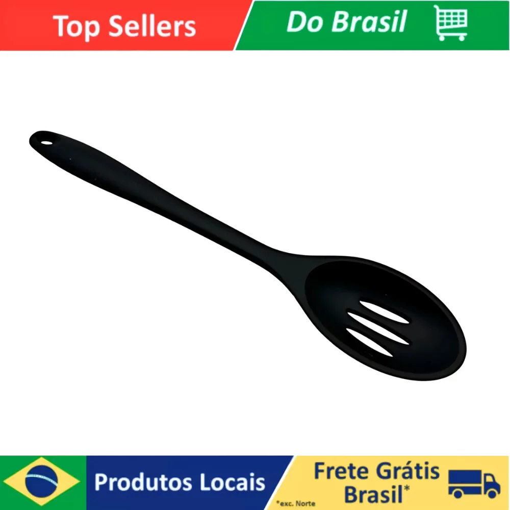 Kit até 3 Espatula Redonda Cor Preto Utensílios Cozinha