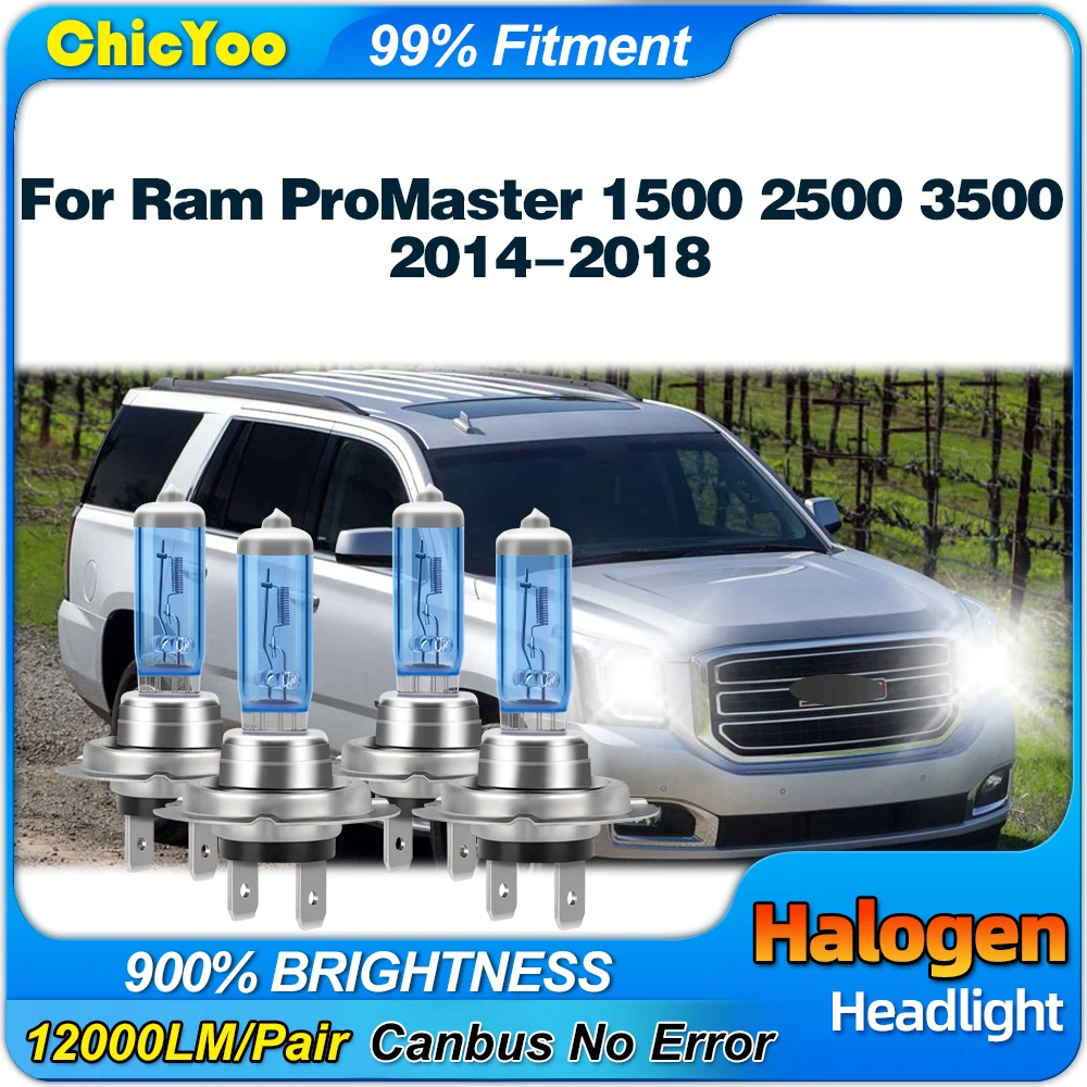 

200W Xenon Halogen Headlight Bulb 24000LM Car Lights 12V Plug And Play For Ram ProMaster 1500 2500 3500 2014 2015 2016 2017 2018