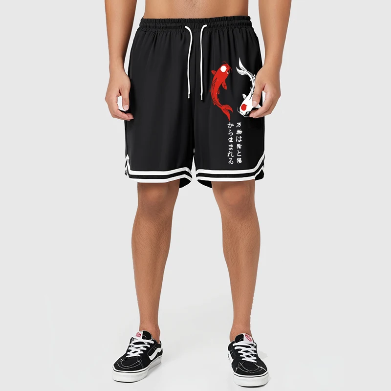 Graphic Colorblock Striped Athletic Shorts for Men Gym Workout Running Basketball Shorts with Pocket Quick Dry ActiveWear image 4