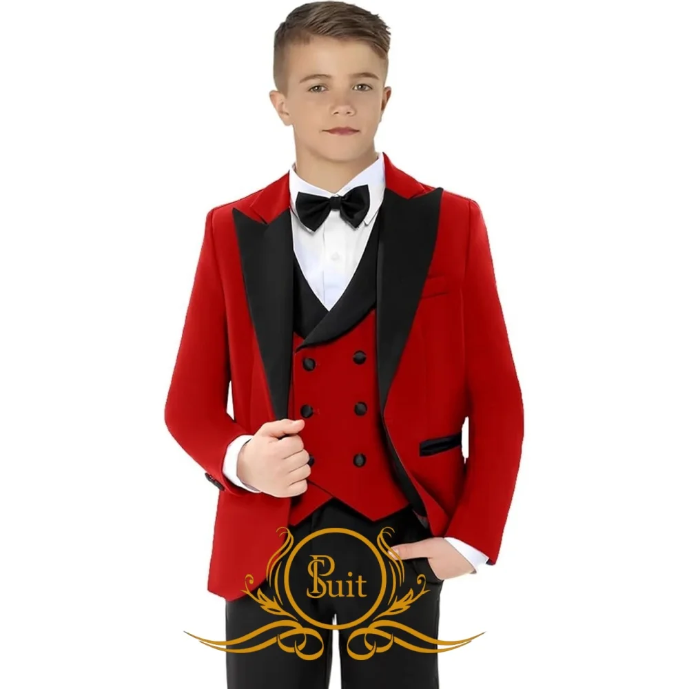 

Suit for Boys Jacket Double Breasted Vest Pants Wedding Tuxedo 3 Piece Suit Formal Party Dress Kids Blazer