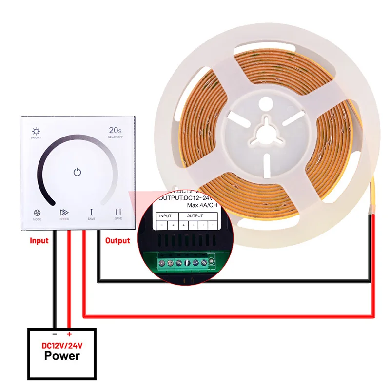 DC12V-24V LED Dimmer Switch Touch Panel Control Controller Adjustable Voltage Regulator For LED Strip Lights Lighting