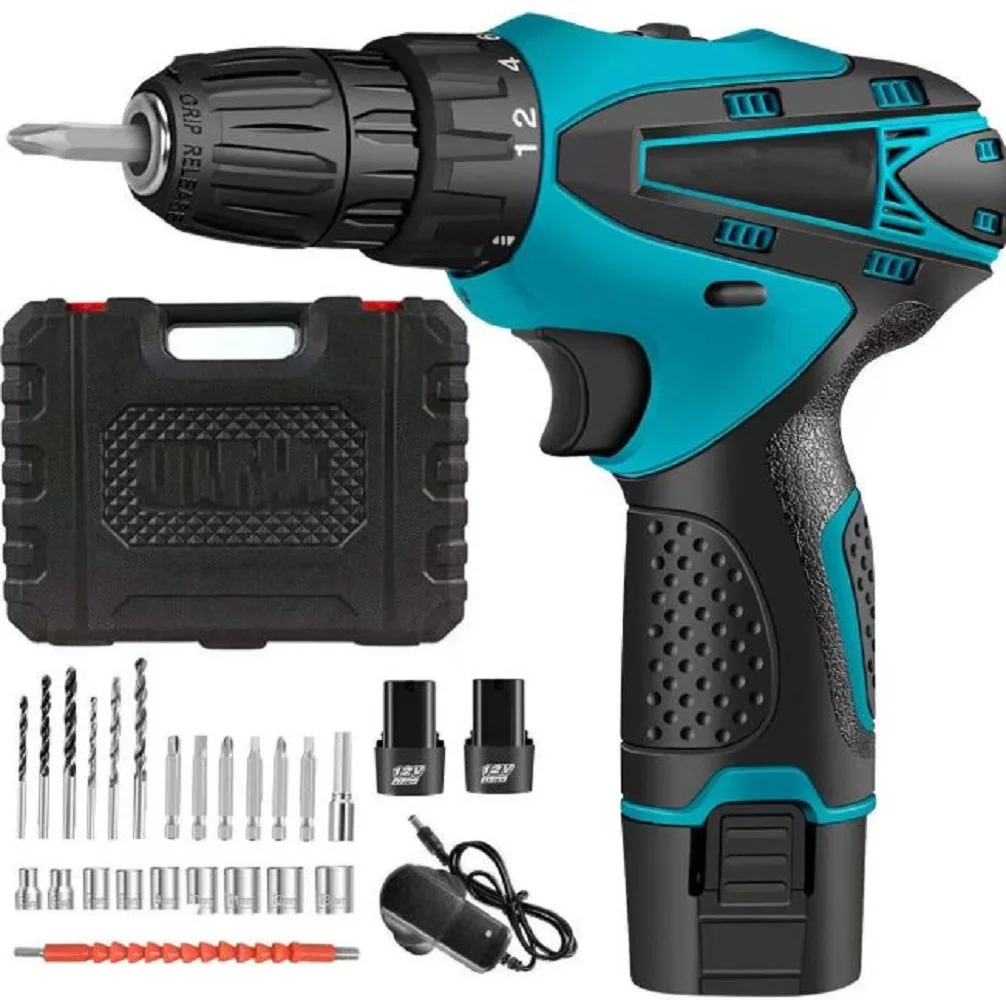 Taladro percutor eléctrico de 95 Nm con 25 + 3 velocidades, atornillador eléctrico sin filamento, herramienta portátil 3 en 1 para el hogar y trabajos de bricolaje