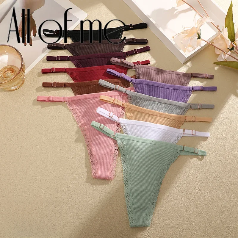 5 pièces/ensemble culottes en coton Sexy string sous-vêtements pour femmes t-back Lingerie Femme caleçons taille réglable string intimes