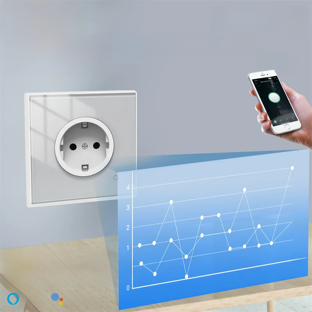 Inteligentne gniazdko ścienne MOES ZigBee, szklany panel, monitorowanie zużycia energii, bezprzewodowe sterowanie Tuya Mesh z timerem, sterowanie głosowe Alexa Google Home — 2