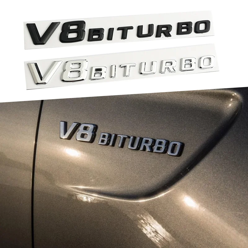 범용 자동차 펜더 엠블럼 배지, V8 BITURBO 4MATIC +, 메르세데스 벤츠 W220 W201 W222 W204 W176 W124 W212 W213 W177 액세서리